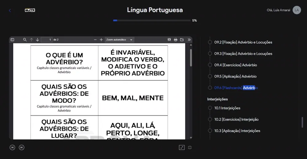 Sistema de flash cards com repetição espaçada